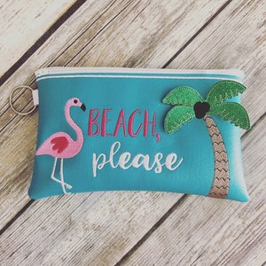 ITH 3D beach please zipper Bag  4x4, 5x7 & 6x10 - DIGITAL Embroidery DESIGN