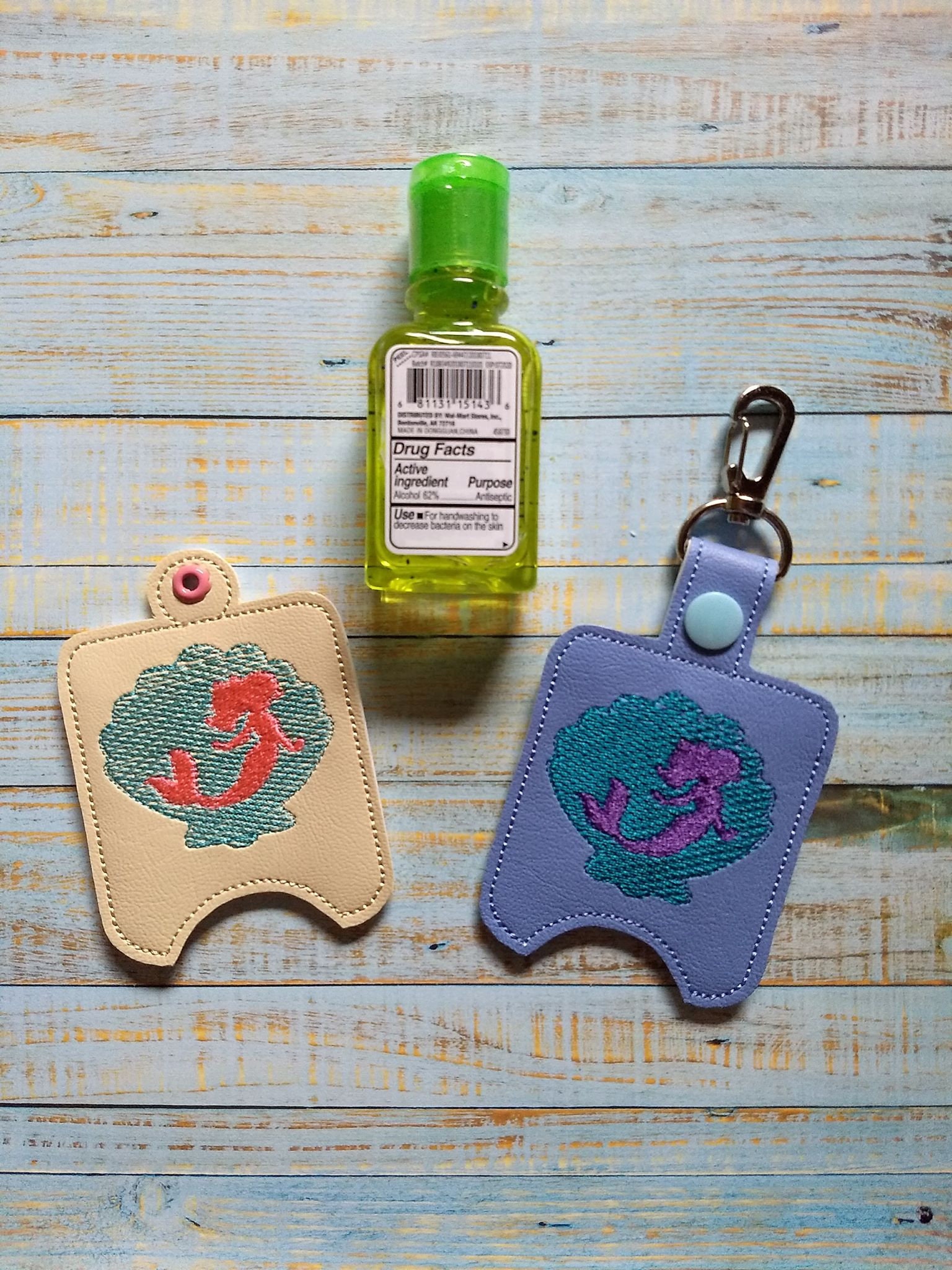 ITH Mermaid Shell Sanitizer Holders Snap Tab & Eyelet Fob 4x4 - Etsy
