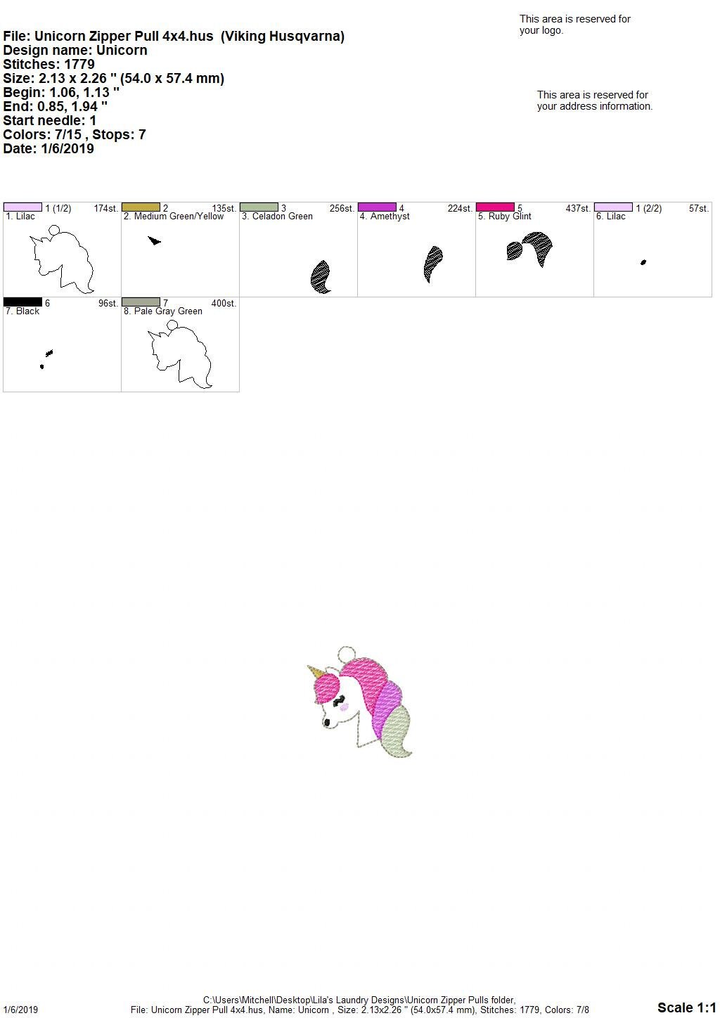 ITH Unicorn Zipper Pulls Set of 10 Designs 4x4 4x4 and 5x7 Etsy