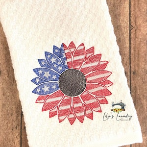 Patriotic Sunflower Flag Sketch - 3 sizes included- Embroidery Design - DIGITAL Embroidery DESIGN