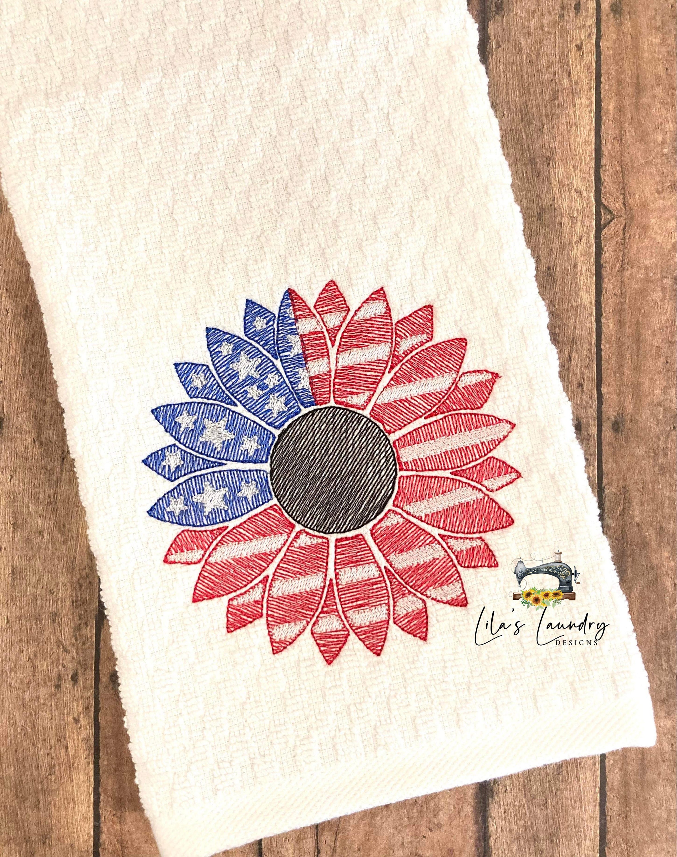 Patriotic Sunflower Flag Sketch 3 Sizes Included Embroidery - Etsy New  Zealand