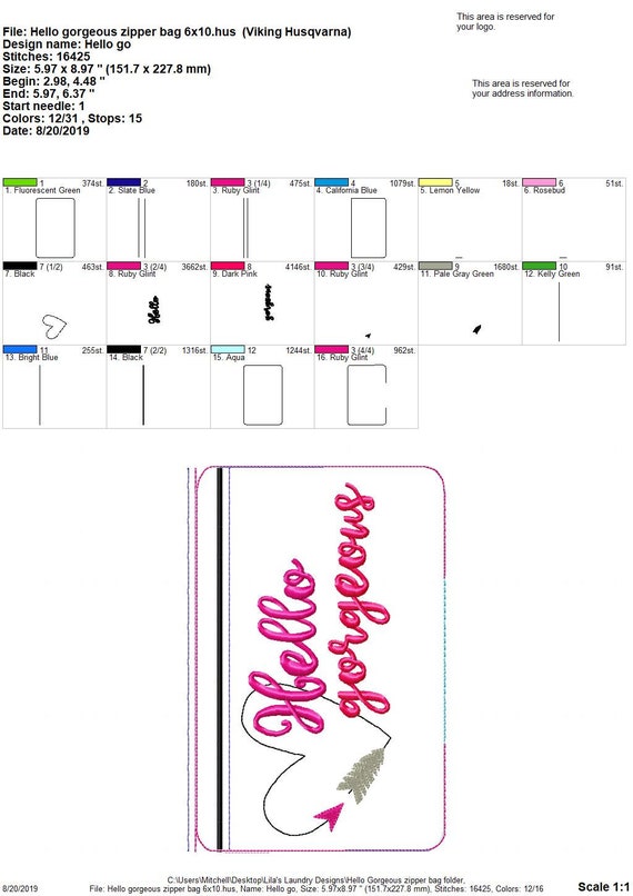 ITH Hello Gorgeous Lined Top Zipper Bag 5x7 & 6x10 - DIGITAL ITH Hello Gorgeous Lined Top Zipper Bag 5x7 & 6x10 - DIGITAL