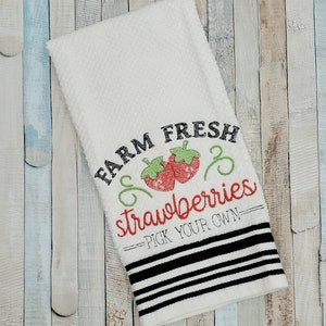 Farm Fresh Strawberries - 4 sizes included- Embroidery Design - DIGITAL Embroidery DESIGN