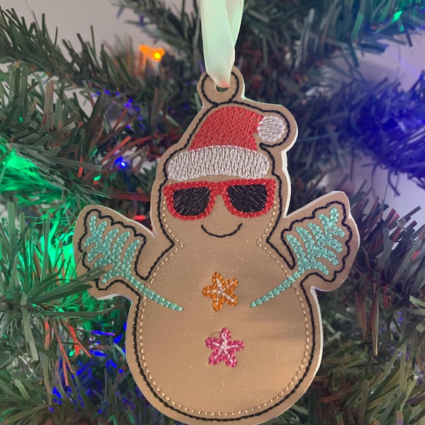 Beachy Snowman Ornament - Embroidery Design - DIGITAL Embroidery DESIGN