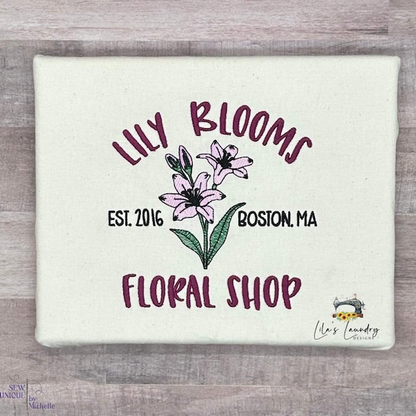 Lily Blooms Floral Shop - 3 maten inbegrepen- Borduurontwerp - DIGITAAL Borduurontwerp