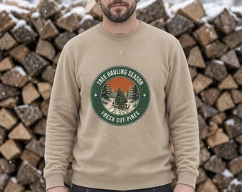 Tree Hauling Season Sweatshirt, Christmas Tree Farm Crewneck, Vintage Pickup Pines