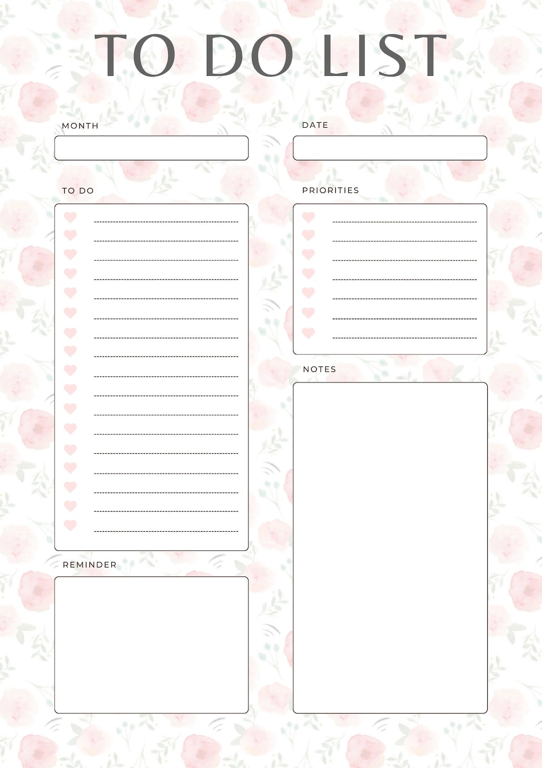 To Do Liste zum Ausdrucken, PDF Planer Checkliste, einfache
