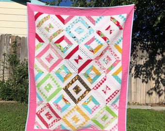 Quilt - throw size - quilt - modern quilt - modern - summer in the park quilt