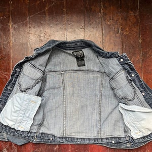 Upcycled denim jacket rainbow quilt block on denim denim upcycle image 7