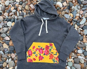 Anna Maria Horner quilted pocket hoodie - quilt fashions - floral pocket