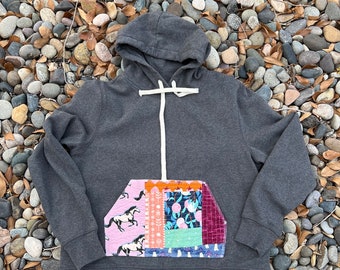 Patchwork quilted pocket hoodie - quilt fashions