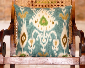 Turquoise Ikat Pillow 20"