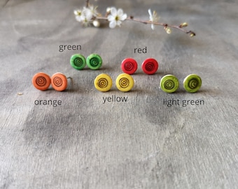 Round stud earrings, Titanium Stud earrings, Colorful stud earrings for women or men, Gift for her, Summer stud earrings, 9mm stud earrings