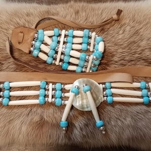 Native Americn Hairpipe Choker & Bracelet Set - Native Made