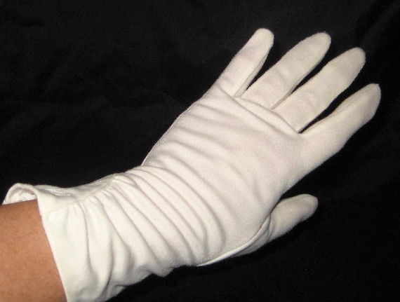 Ivory short summer gloves, cream decorative glove… - image 1