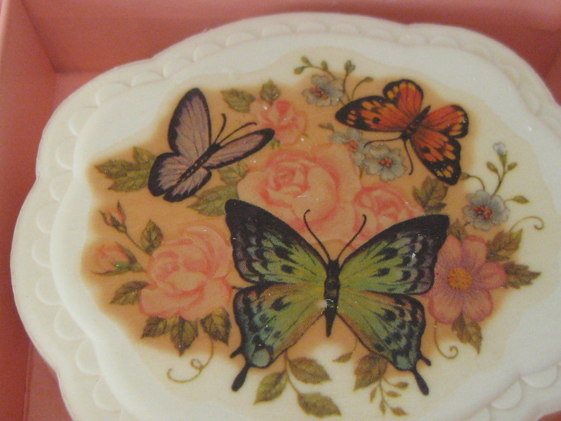 Vintage Avon soaps, Hostess sets, Butterflies Blossoms, Country Garden, Touch of Roses, mid century 50s 60s, fragrant bathroom decor image 6