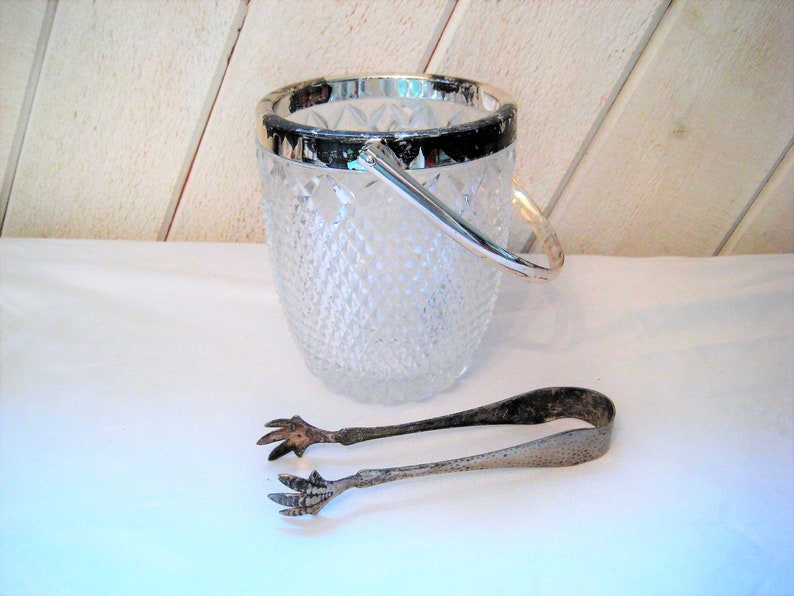 Cut Glass Ice Cube Bucket Diamond Cut Glass Decorative Etsy