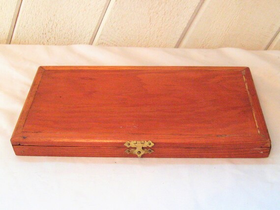 Antique Thin Wooden Box Hinged Lid Document Storage Antique Thin Wooden Box Hinged Lid