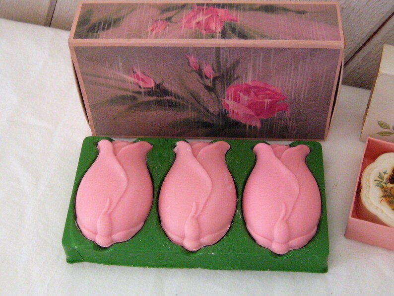 Vintage Avon soaps, Hostess sets, Butterflies Blossoms, Country Garden, Touch of Roses, mid century 50s 60s, fragrant bathroom decor Touch of Roses