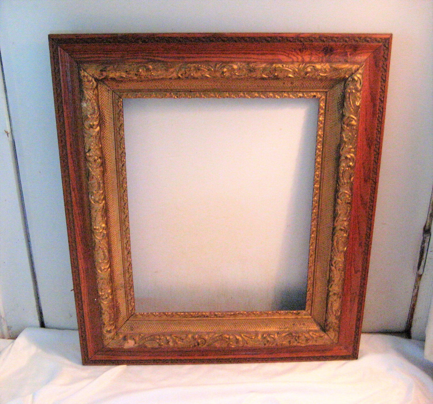 Large Antique Wood Frame Decorative Ornate Dark 50