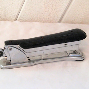 Antique chrome metal stapler, bakelite, Art Deco, Ace Liner, Ace Fastner Corp, Illinois, made in USA, vintage office decor, 50s, mid century