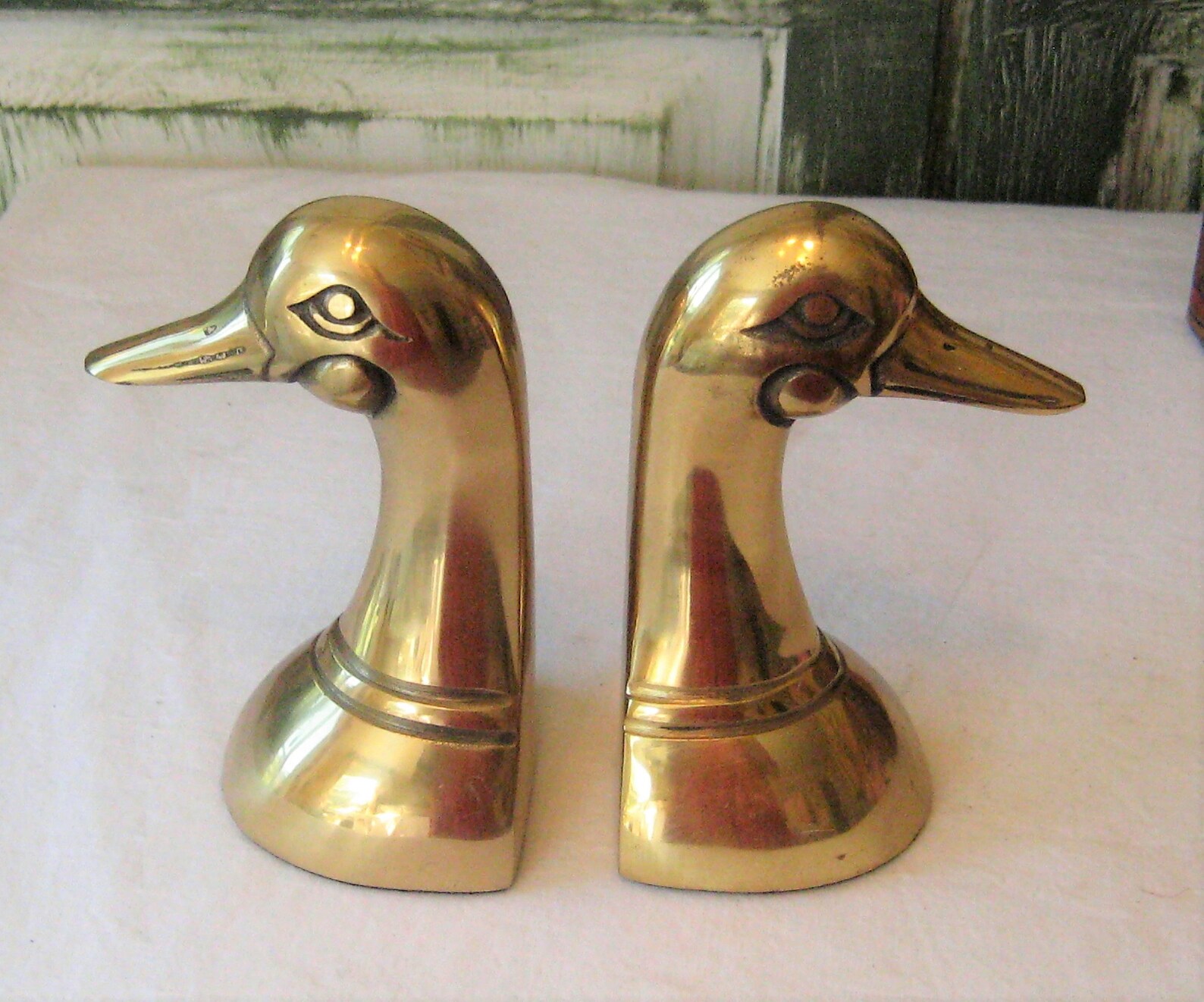 Vintage Brass Duck Head Bookends Mid Century Modern Etsy