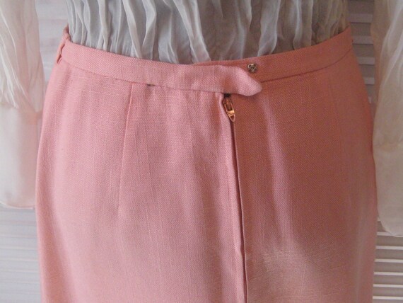 Vintage Pink cotton linen skirt, full fit to flar… - image 6
