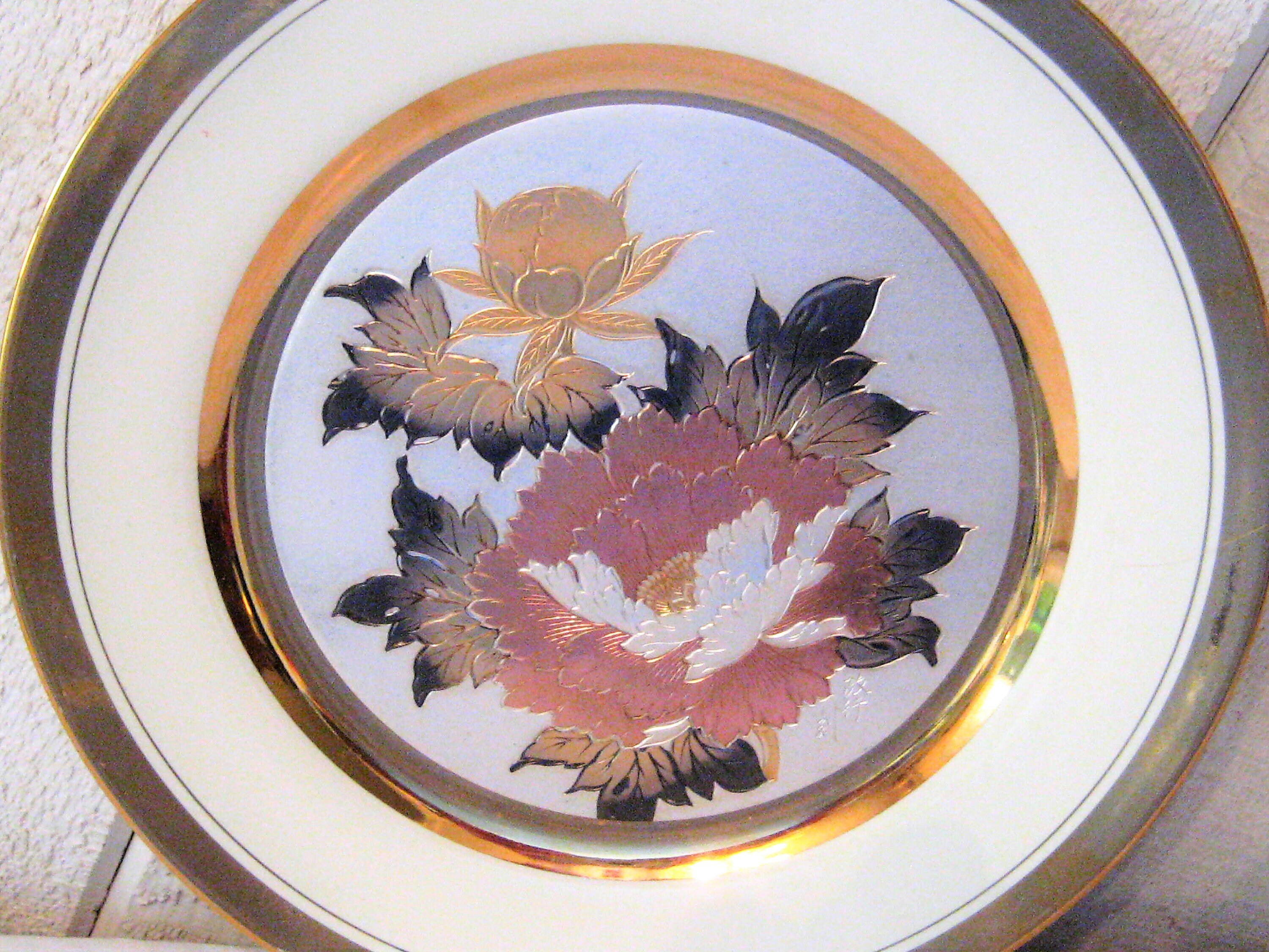 収集価値のある吊り皿、彫金アート皿、金、青銅、銀、署名皿