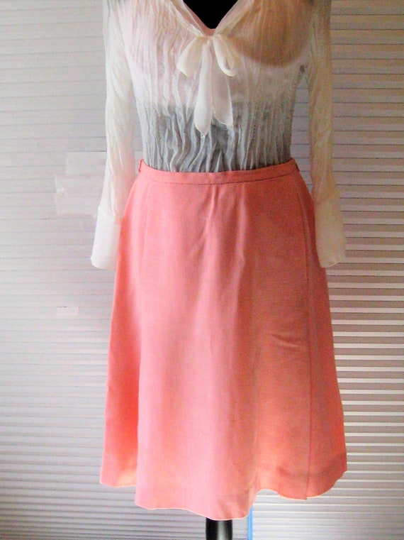 Vintage Pink cotton linen skirt, full fit to flar… - image 1