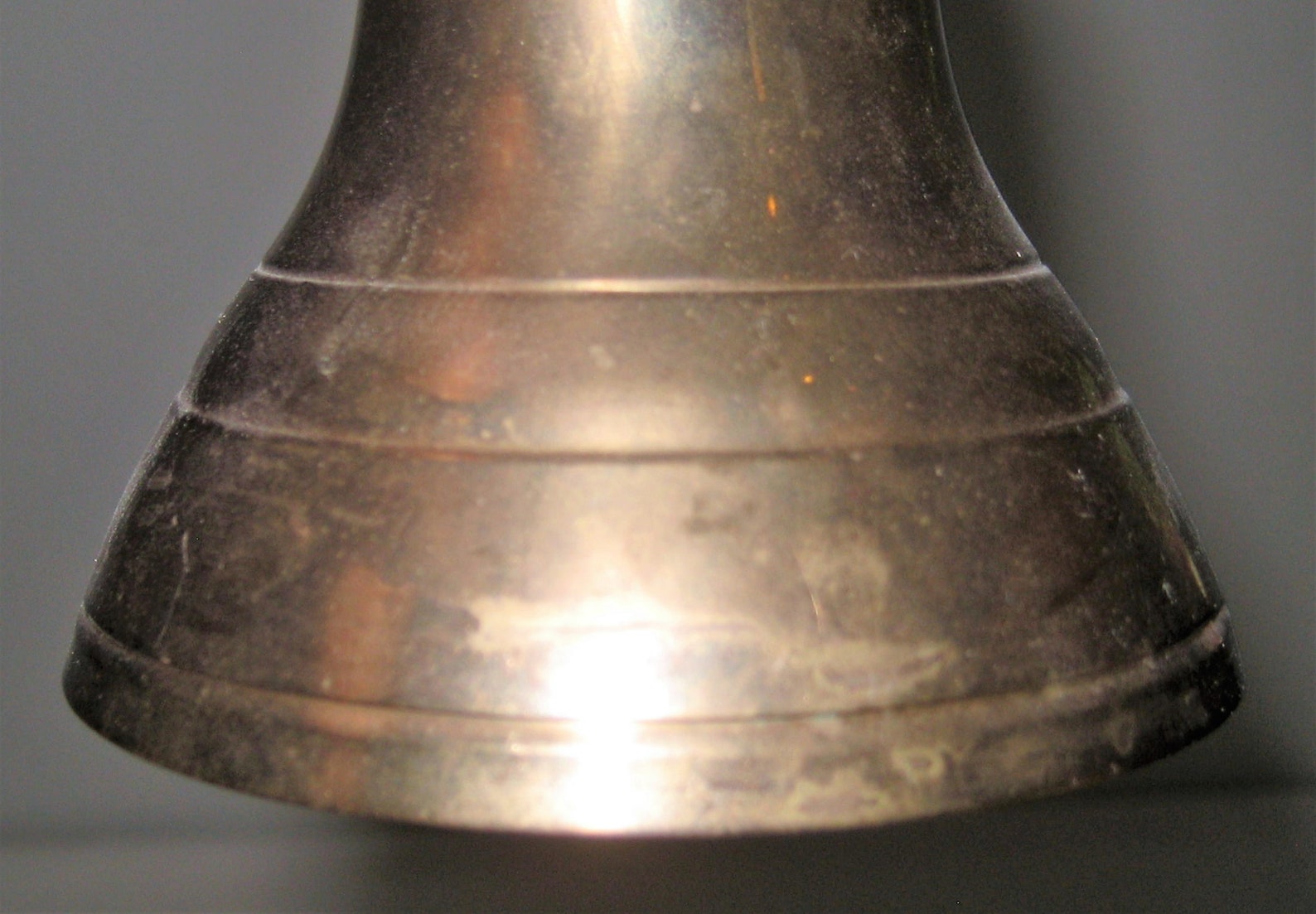 Large Brass Bell With Wood Handle Dinner Bell Tarnished Etsy