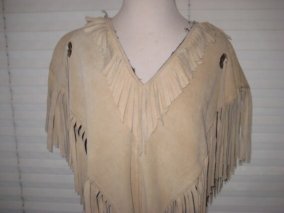 Fringed leather suede poncho boho chic poncho bohemian | Etsy