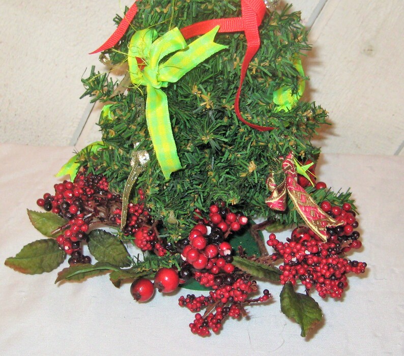 Miniature decorated Christmas tree table top tree red green Etsy