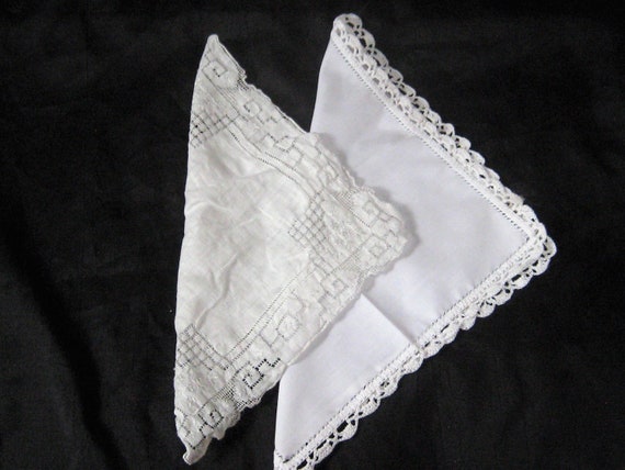 Antique womens handkerchief, collection of two wh… - image 1