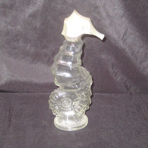 Clear glass bottle, sea horse, vintage Avon bottle, beach nautical decor, mid century, 50s 60s, rare unusual unique