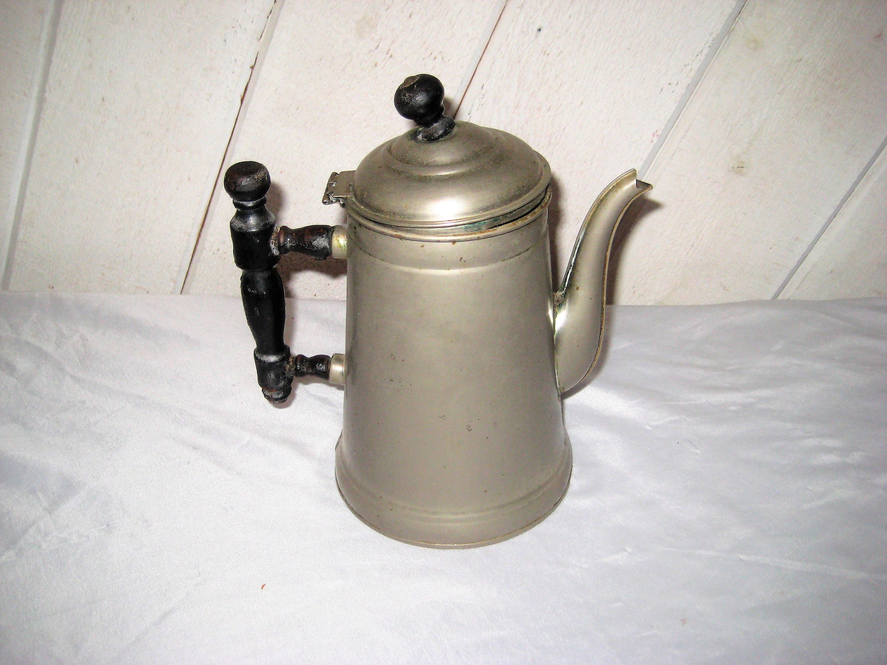 Vintage Gray Metal Coffee Pot Black Wood Handle Tea Pot Decorative Ornate Country Farmhouse Decor Rustic Antique Pot Mid Century Etsy