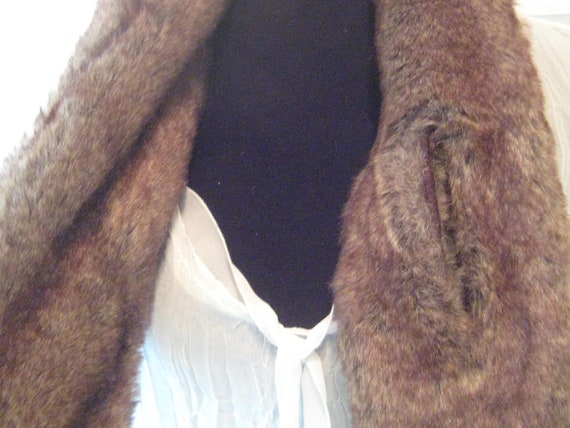 Vintage brown gray fur collar, long real fur coll… - image 3