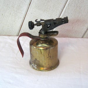 Antique Turner brass blow torch, hand held tool, Turner Brass Works Co, mid century 40s 50s, collectible, gift for him, man cave decor