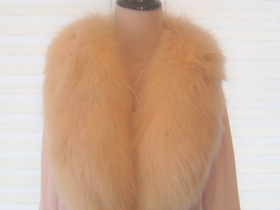 Off white long hair real fur collar, genuine fur … - image 5