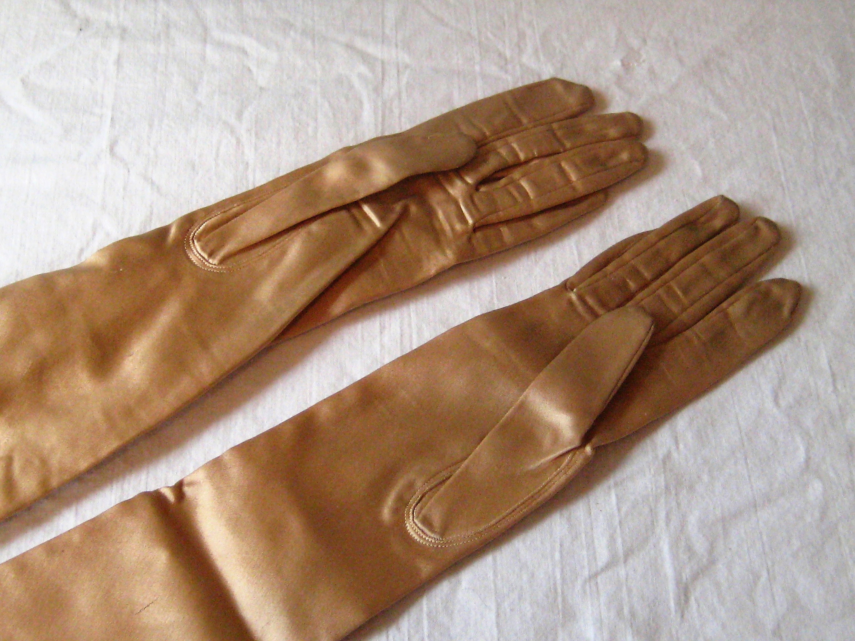 Gold Extra Long Gloves Evening Formal 