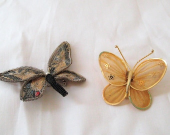 Vintage butterfly brooch, gold black wire mesh brooch, mid century, lapel pin, decorative ornate, 50s 60s, gift for her, rare unusual unique