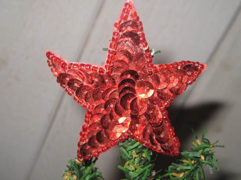 Miniature decorated Christmas tree table top tree red green Etsy