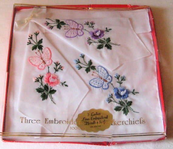 Een zekere Plunderen Oprechtheid Vintage set van drie vrouwen zakdoeken originele doos nieuwe - Etsy België
