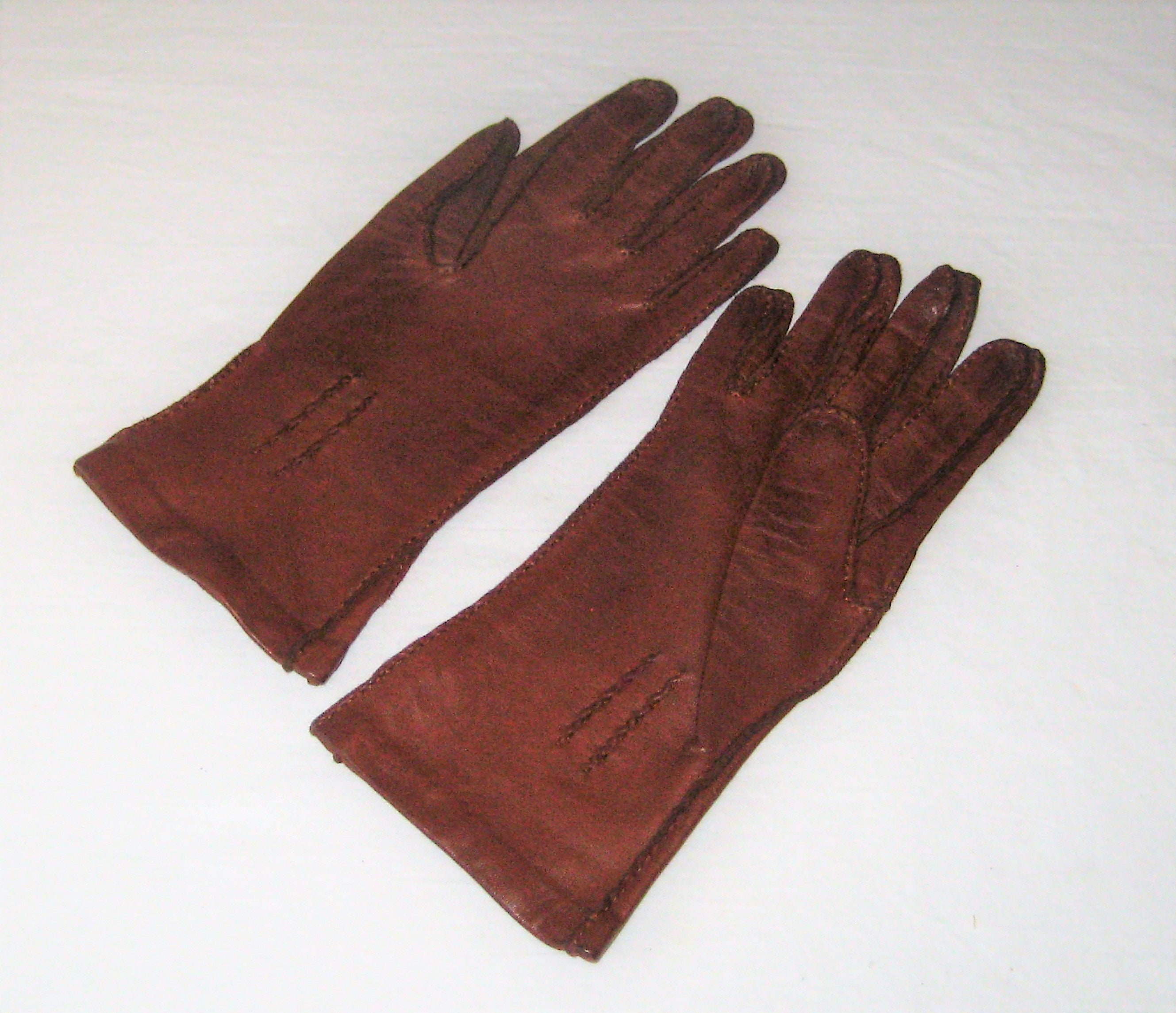 As is Condition Accessoires Handschoenen & wanten Rijhandschoenen Vintage Orange Leather Gloves Size 6 3/4 Women’s Unlined Leather Driving Gloves 