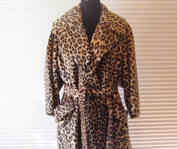 Vintage Faux Leopard Car Coat Warm Winter Coat Animal Print