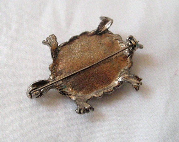Details about   Vintage Antiqued Silver Tone Reptile Eastern Box Turtle Pin Brooch Broach 