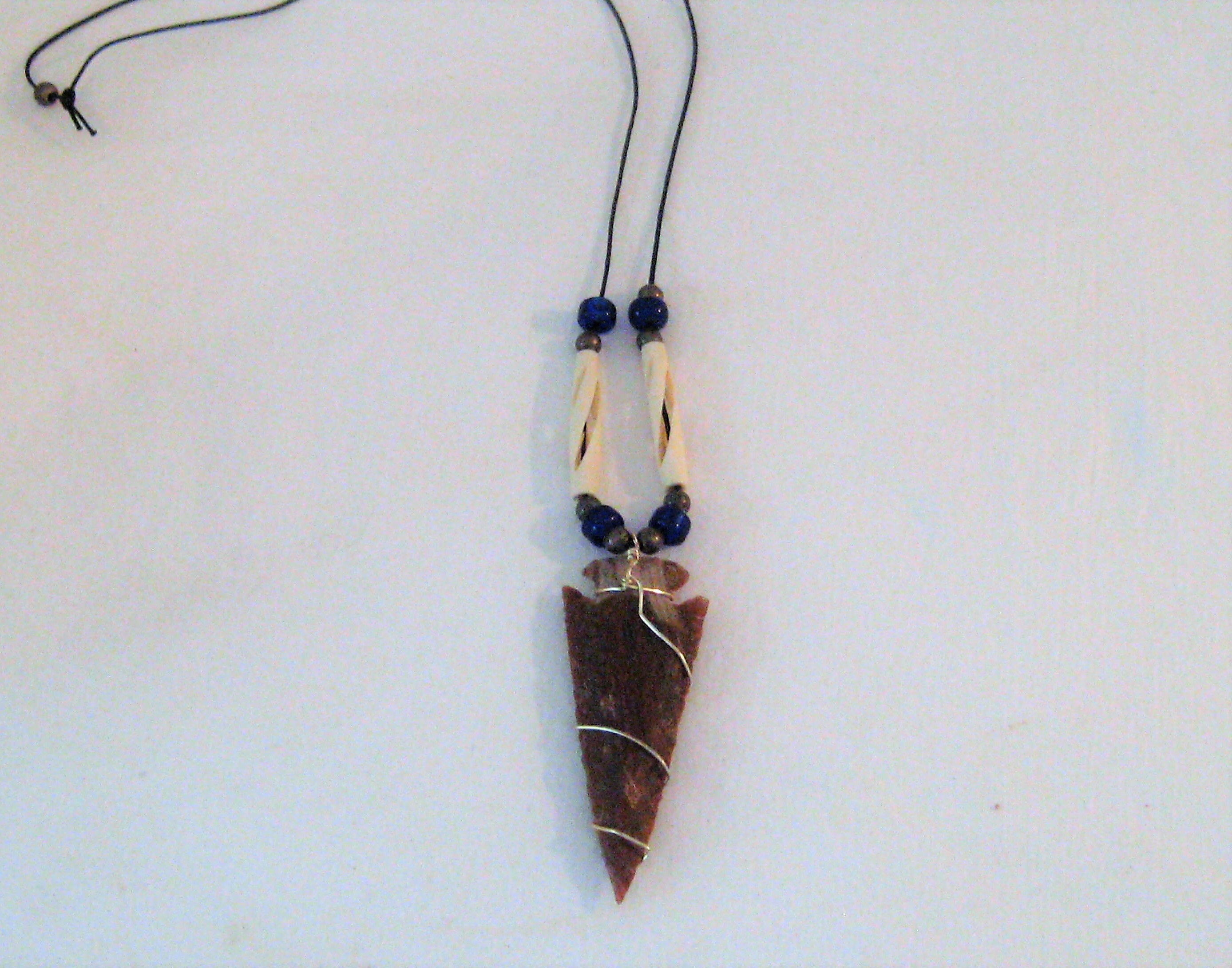Vintage Arrowhead Necklace, Wire Wrapped Genuine Real Agate Slate