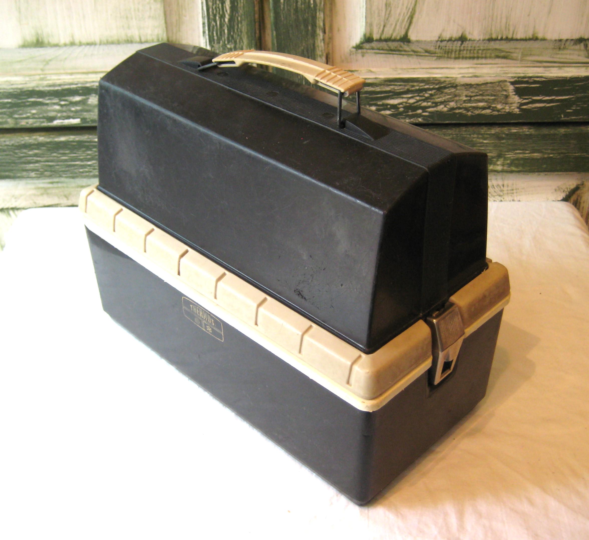 Vintage Plastic Lunch Box Pail, Mid Century Men's Thermos Lunch