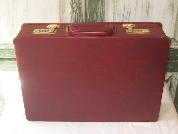 Vintage oxblood briefcase, burgundy 1980s combina… - image 2