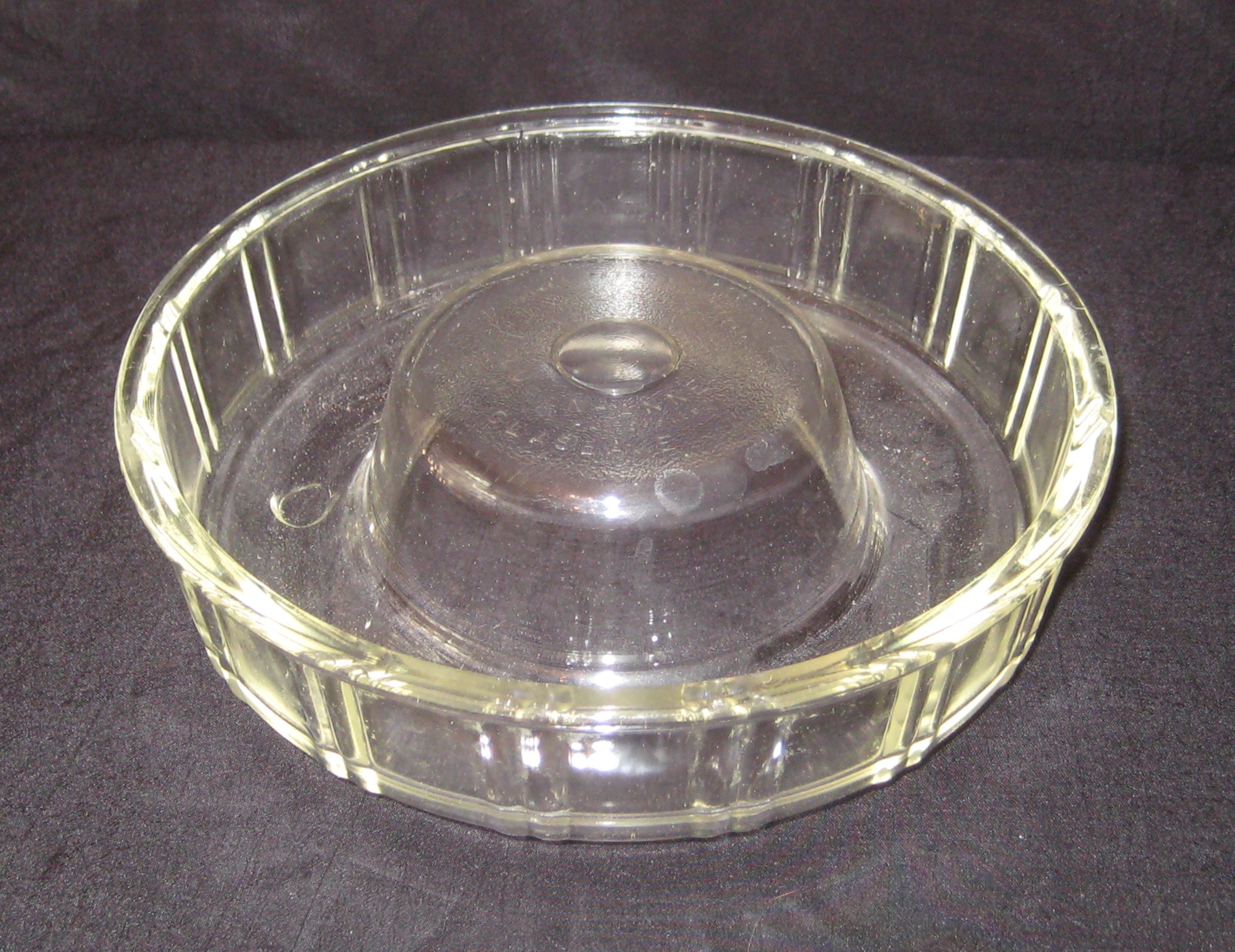 1930's Glasbake Clear Depression Pattern Glass Bundt Angel Food Cake Pan