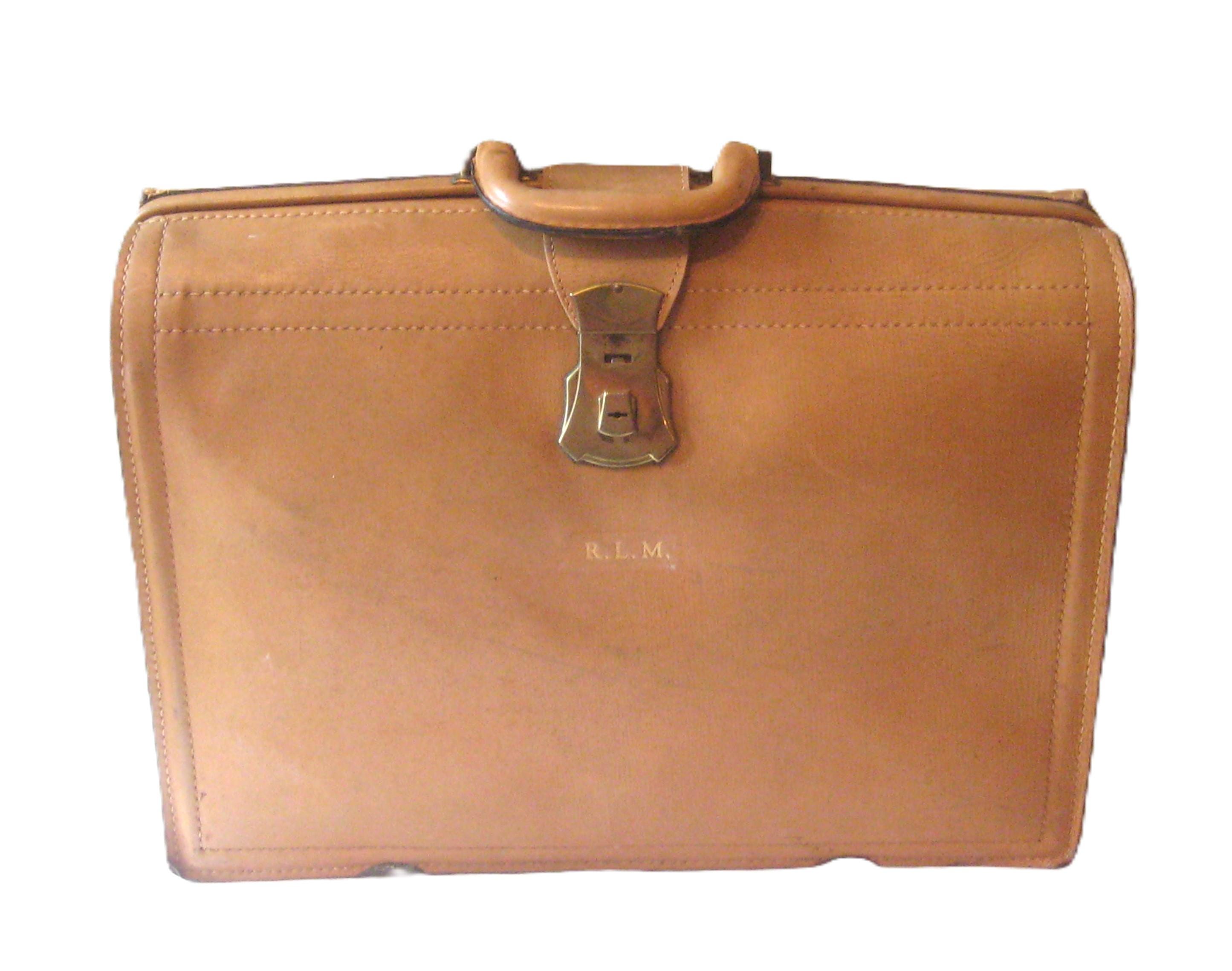 Camel leather briefcase Etsy